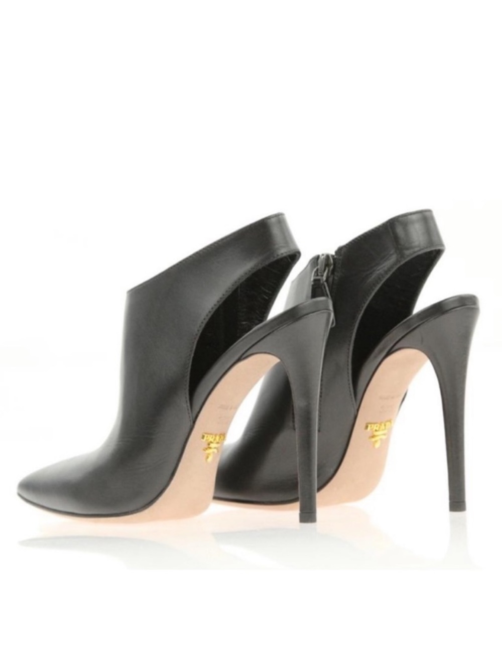 Prada Black Leather Pointed Toe Ankle Booties - Picture 2 of 15